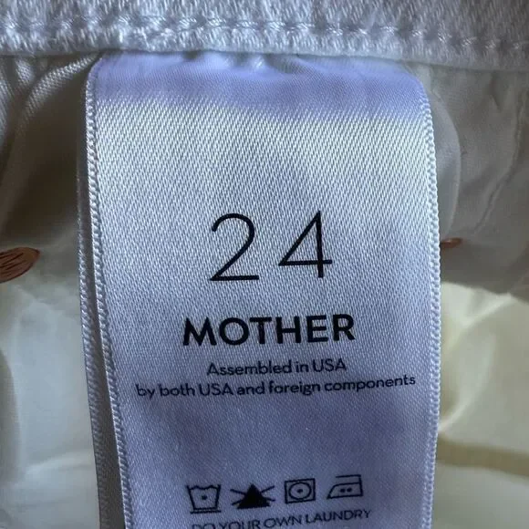 Mother The Tripper Ankle Fray White Jeans Size 24